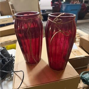Elegant Red Glass Vases